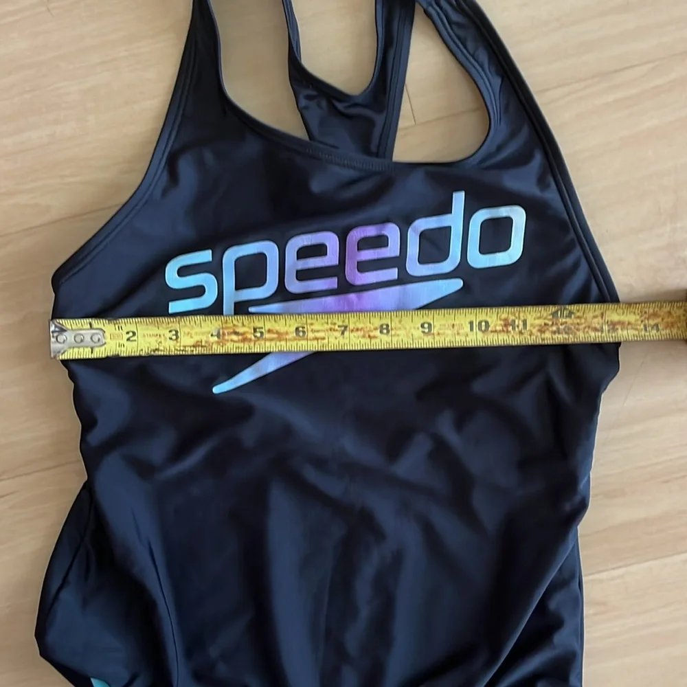 SPEEDO GIRLS PRINTED MEDALIST LOGO ONE PIECE SWIMSUIT SZ 16